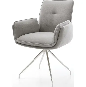 Jídelní židle DELIFE Jídelní židle Nela-Flex látka Měkký šedá křížová podnož zúžená nerezová ocel