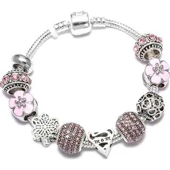 Náramek Camerazar Modular Charms Beads náramek stříbrný s růžovými komponenty