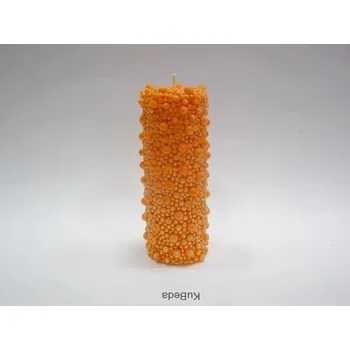 Svíčka Svíčka vonná palmová reliéfní - Bublina 14 cm - oranžová Vůně: levandule