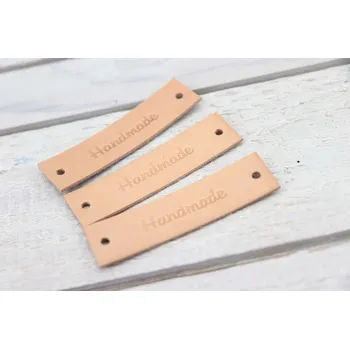 Pro Háčkování Kožený štítek Handmade 60x15mm přírodní