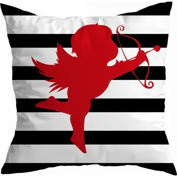 Povlak na dekorativní polštářek Povlak na polštář AMOR 45x45 cm BÍLOČERNÝ ČERVENÝ