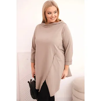 Dámská halenka Dámská bavlněná blůza Plus Size asymetrická s ohrnovacími rukávy fango UNI