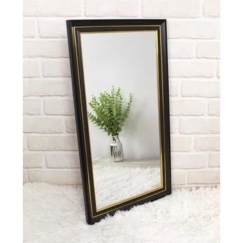 Zrcadlo Obdélníkové nástěnné zrcadlo v černozlatém rámu 66x36 cm