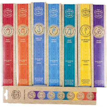 Vonná tyčinka Sada čakrových vonných tyčinek Chakra & Luck – 7 čaker, 49 ks