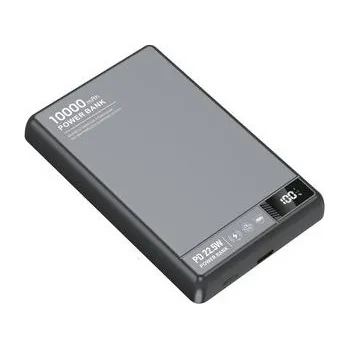 Powerbanka UltraThin MagSafe 15W Bezdrátová powerbanka 10000 mAh s LED displejem a podporou nabíjení Apple Watch, šedá