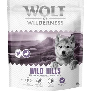 Pro psa 4x1kg krmiva pro štěňata Junior Wild Hills Wolf of Wilderness granule pro psy bez obilovin
