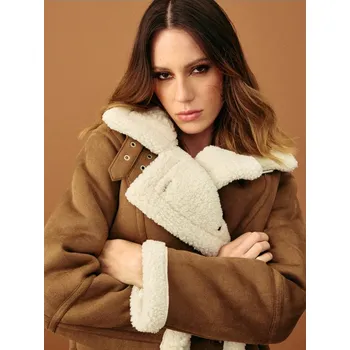 Sinsay - Pilotní bunda s kožíškem - hnědá - 612FH-82X - 612FH-82X-XXL