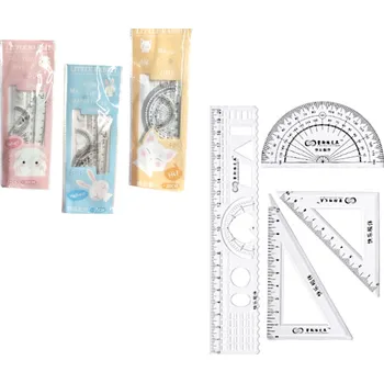 pravítka Geometrická sada 4 ks (pravítko 20 cm, 2x úhelník 10 cm, úhloměr 8 cm)