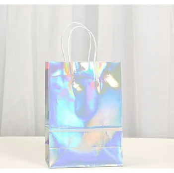 Dárková taška Papírová dárková taška HOLO 21x15x8 cm STŘÍBRNÁ