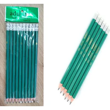 Grafitová tužka Tužky s gumou ZELENÉ – sada 10 ks HB v fólii