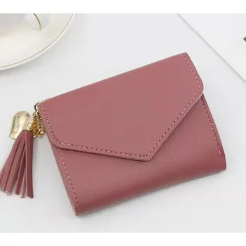 Dámská peněženka vertikální střapec a srdce RŮŽOVÁ 11,5x9x2 cm