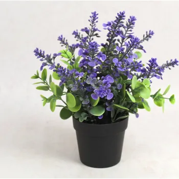 umělá květina Květina LEVANDULE, EUKALYPTUS v černém květináči výška 24 cm