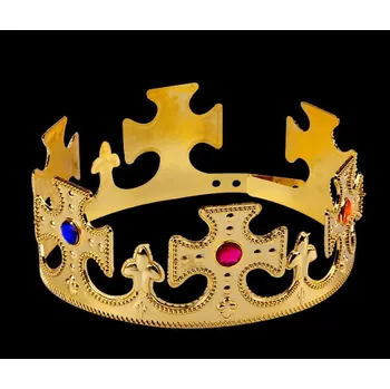 Karnevalový doplněk Koruna KRÁLOVNY, KRÁLE plastová ZLATÁ narozeniny, párty, ples 16x8 cm