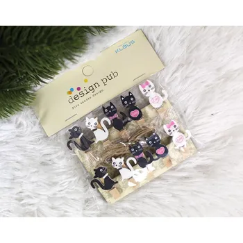 Průmyslová sponka Spony, ozdobné spony KOTY bílé a černé sada 10 ks 3,5 cm