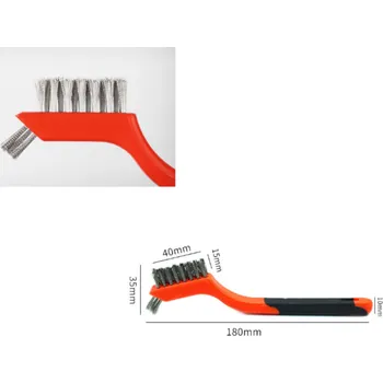Drátěný kartáč Dvojitý drátěný kartáč, ocelový, s plastovou rukojetí 18 cm, stříbrný