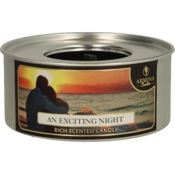 Svíčka Svíčka, zahradní pochodeň v plechovce 10x4,5 cm VZRUŠUJÍCÍ NOC 11