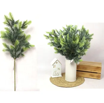 umělá květina Silikonová větvička PE SMRK výška 47 cm ZELENÁ se světlými konci
