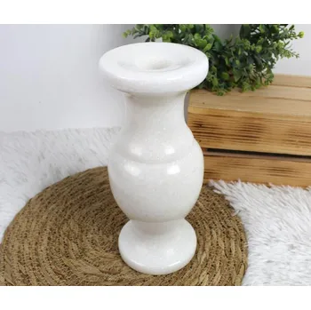 Váza Mramorová váza 23x9,5 cm otvor 3,5 cm BÍLÁ