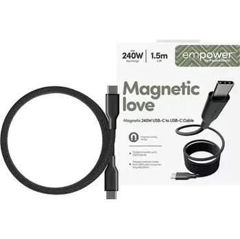 Datový kabel PanzerGlass empower Magnetic 240W USB-C to USB-C 1.5m černá (198265)