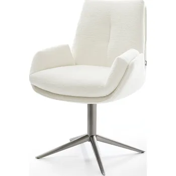 Jídelní židle DELIFE Jídelní židle Clea-Flex bouclé měkký béžová podnož křížová grafit 360° otočný houpací funkce