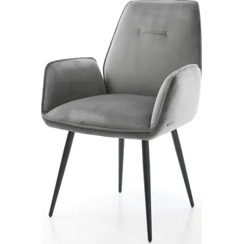 Jídelní židle DELIFE Jídelní židle Zoa-Flex samet šedá 4 nohy zúžené černé taštičkové pružiny