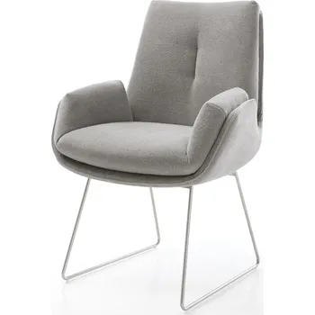 Jídelní židle DELIFE Jídelní židle Clea-Flex tkanina Měkký šedá tenká podnož nerezová ocel