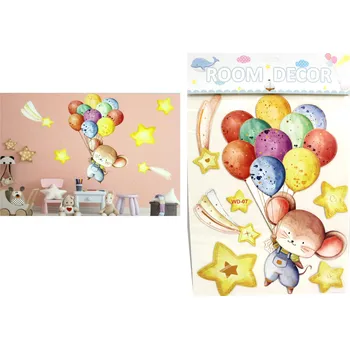 Samolepící dekorace Nálepky na zeď, pěnová MYŠ na blistru 48x31,5 cm