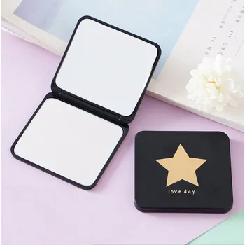 Ruční zrcátko, kapesní dvojité skládací 7x6,5 rozložené -13 cm