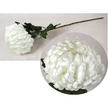 umělá květina Květina CHRYZANTEMA ANANAS výška 68 cm (hlava 14x8 cm) BÍLÁ