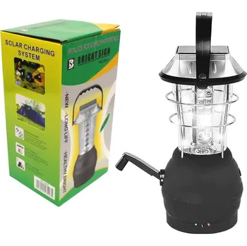 Svítilna Kempingová lampa, solární a mechanicky dobíjecí 24x10 cm ČERNÁ - II. jakost