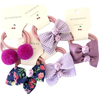 Ozdoba do vlasů Dětská Sada Silných Barevných Gumiček do Vlasů s Mašličkami, 10 Kusů, Rozměr 2 cm x 4 cm