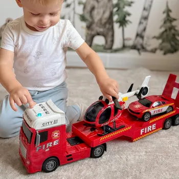 autíčko Woopie WOOPIE Sada vozidel Hasičské auto Vrtulník Auto Zvuková světla