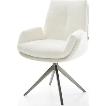 Jídelní židle DELIFE Jídelní židle Clea-Flex bouclé měkký béžová křížová podnož široká grafitová 360° otočná houpací funkce