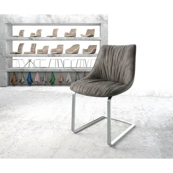 Jídelní židle DELIFE Konzolová jídelní židle Elda-Flex antracitová vintage plochý konzolová podnož nerezová ocel