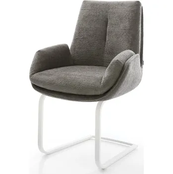 Jídelní židle DELIFE Jídelní židle Clea-Flex bouclé měkký tmavě béžová konzolová podnož plochá bílá