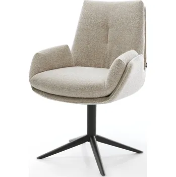 Jídelní židle DELIFE Jídelní židle Clea-Flex látka Měkký béžová křížová podnož černá 360° otočný houpací funkce