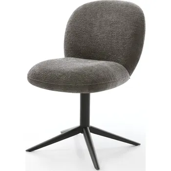 Jídelní židle DELIFE Jídelní židle Nube-Flex bouclé měkký tmavě béžová křížová podnož černá 360° otočný houpací funkce taštičkové pružiny