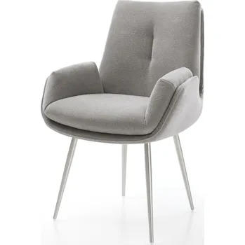 Jídelní židle DELIFE Jídelní židle Clea-Flex strukturovaná látka Měkký šedá 4-nohá zúžená nerezová ocel
