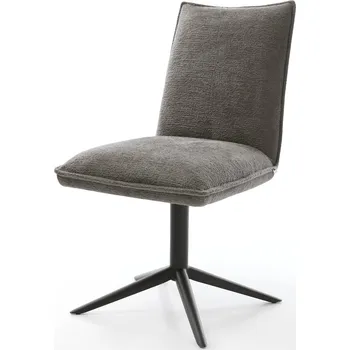 Jídelní židle DELIFE Jídelní židle Lelio-Flex bouclé měkký tmavě béžová křížová podnož černá 360° otočný houpací funkce taštičkové pružiny