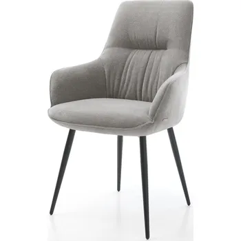 Jídelní židle DELIFE Jídelní židle Zelia-Flex s područkami strukturovaná látka Měkký šedá 4-nohá zúžená černá taštičkové pružiny