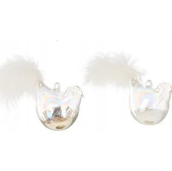 Vánoční ozdoba Vánoční Koule Irisující ptáček s nadýchaným ocáskem 1 ks