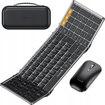 Klávesnice ProtoArc XKM01 Skládací Klávesnice a Myš 2,4G Bluetooth QWERTZ + Samolepky