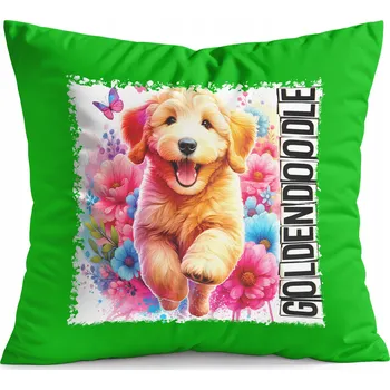 Polštář POLŠTÁŘ ZELENÝ DÁREK – PES, PES, PLEMENO GOLDENDOODLE