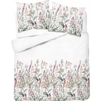 Povlečení Povlečení 220x200 bílé s růžovo-lososovými květy - Satin Stories
