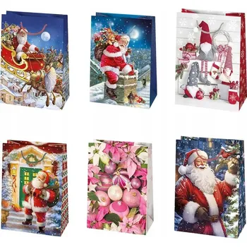 Dárková taška Dárková Taška Vánoční Velká T5 HVĚZDIČKOVÁ 23x32x11cm mix vzorů