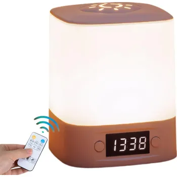 Lampička NOČNÍ LAMPA S DÁLKOVÝM OVLÁDÁNÍM LED DOTYKOVÁ HODINY REGULACE JASU DO LOŽNICE