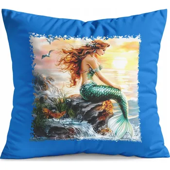 Polštář POLŠTÁŘ MODRÝ DÁREK - MOŘSKÉ PANNY MOŘSKÁ PANNA PODMOŘSKÝ SVĚT