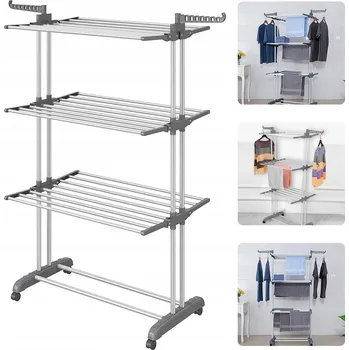 Sušák na prádlo SUŠÁK NA PRÁDLO STOJACÍ S DRŽÁKEM NA RUČNÍKY SKLÁDACÍ TELESKOPICKÝ