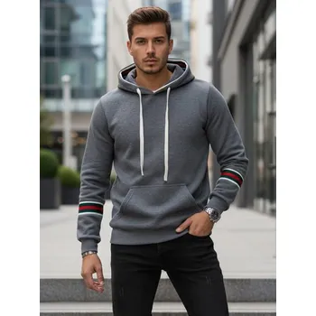 Pánská móda Dstreet Módní pánská mikina s kapucí v šedé barvě