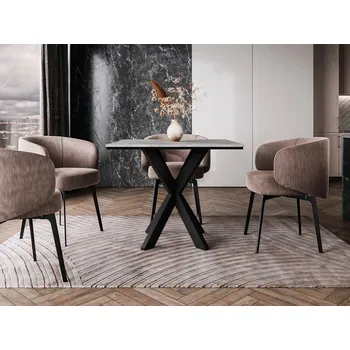 Jídelní stůl Designový jídelní stůl 90x90 MUKILTEO - beton / černý